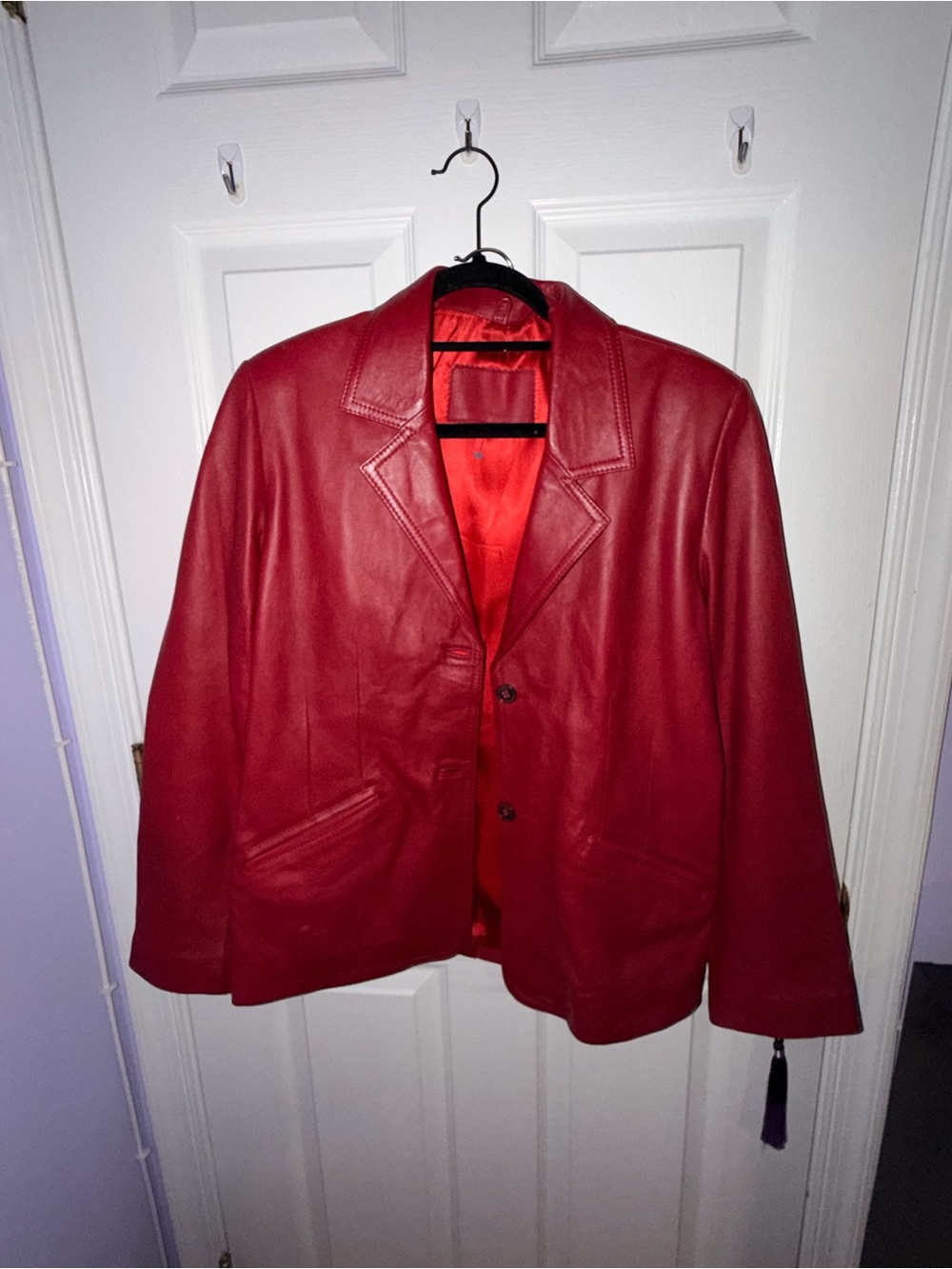 Red Leather Blazer Jacket - Men